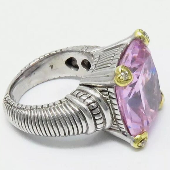 Judith Ripka Pink and Gold Heart Accent Ring - Picture 2 of 4